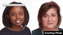 Tanzanian authorities on Thursday released Muthoki Mumo, left, and Angela Quintal, both of the Committee to Protect Journalists, after detaining them for a day. They're pictured in a screen grab from CPJ's website.