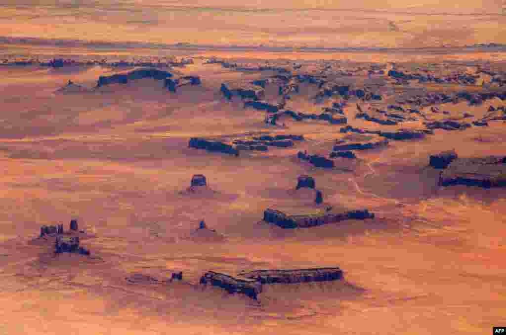 Arches National Park, Utah in this photograph taken from 30,000 feet (10,000m).