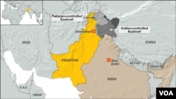 Peta pembagian wilayah Kashmir yang dikuasai oleh Pakistan dan India (Foto: dok).