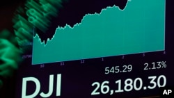 A board above the floor of the New York Stock Exchange shows the closing number for the Dow Jones industrial average, Nov. 7, 2018.