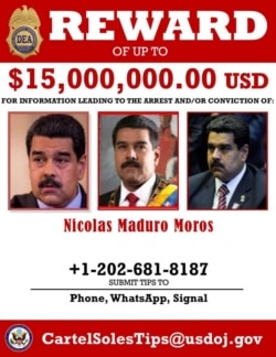 ABŞ Narkotika İcra Departamentinin (DEA) yaydığı elanda Venesuela Prezidenti Nikolas Maduronun həbsinə və məhkum edilməsinə yardımçı olacaq informasiyanın müəllifinə $15 milyon dollar vəd edilir.