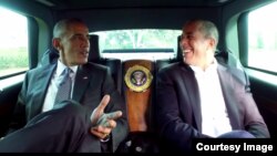 President Obama got together recently with Jerry Seinfeld to record an episode of the comedian’s popular web series, “Comedians in Cars Getting Coffee." (Courtesy of Comedians in Cars Getting Coffee)