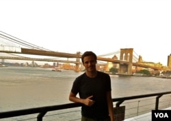 Jose Navarro taking a break from his studies in New York City.