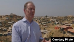 FILE - Andrew Gilmour, U.N. Assistant Secretary-General for Human Rights, visits Rohingya camp in Bangladesh.