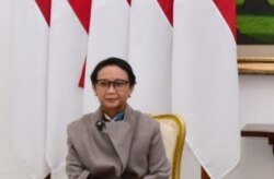 Menlu Retno Marsudi dalam KTT Luar Biasa G20 "Virtual" di Istana Negara, Jakarta, 26 Maret 2020.(foto: Setpres RI).