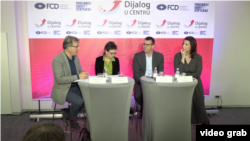 Učesnici debate "Dijalog u centru", koju je u četvrtak organizovao Centar za demokratiju, u Beogradu, 28. marta 2019.