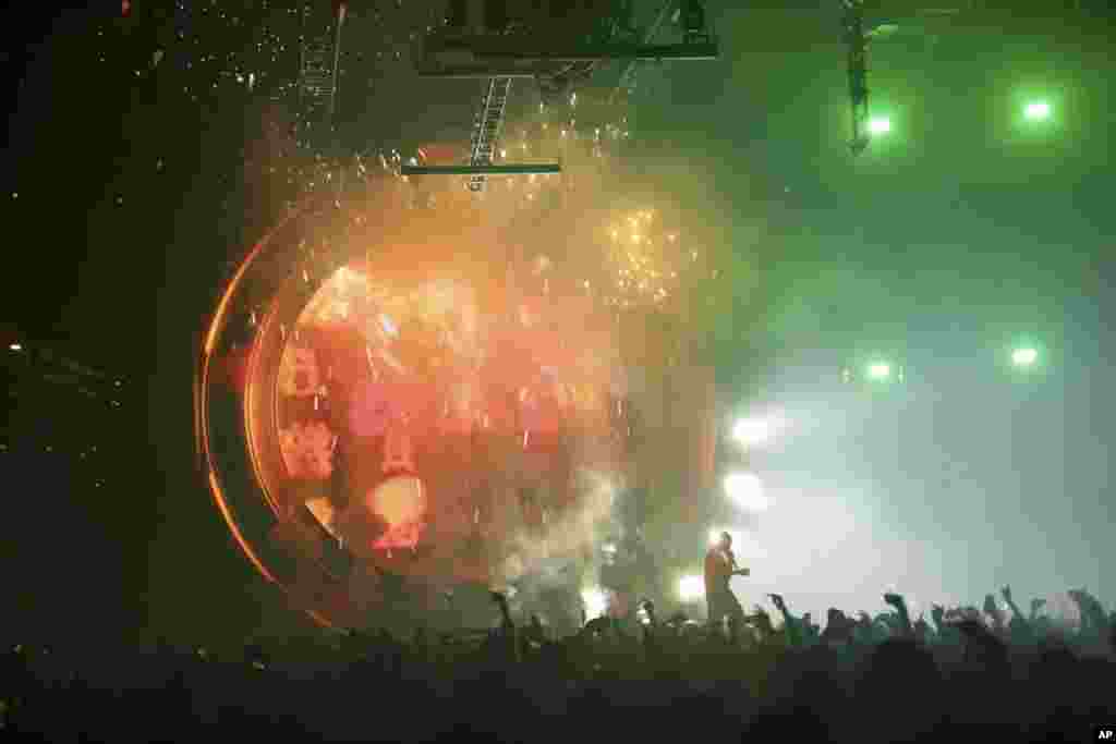 Rapper Travis Scott performs onstage at Capital One Arena on March 12, 2019, in Washington. 