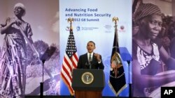 美國總統奧巴馬2012年5月18日在華盛頓與非洲國家領導人會議商討解決非洲國家貧困及糧食等問題(資料照片)