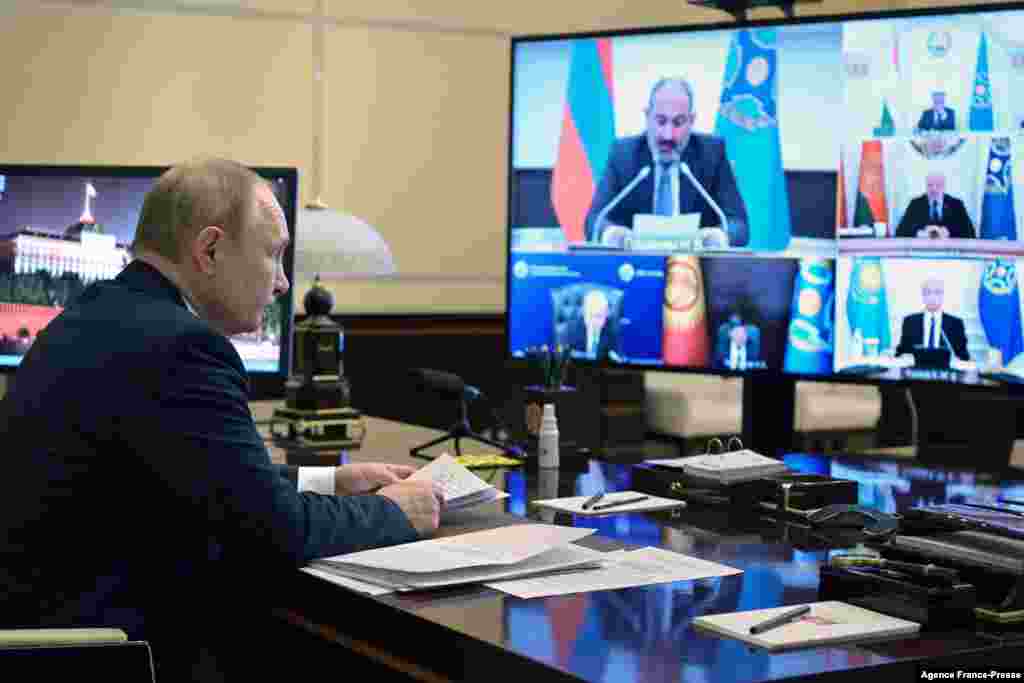 Rusiya prezidenti Vladimir Putin Moskva yaxınlığındakı Novo-Oqaryovo dövlət iqamətgahında Rusiyanın rəhbərlik etdiyi Kollektiv Təhlükəsizlik Müqaviləsi Təşkilatının (KTMT) Qazaxıstandakı zorakı etirazlardan sonra vəziyyətə həsr olunmuş onlayn iclasında iştirak edib