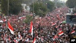 Người biểu tình Iraq theo giáo sĩ Shia Muqtada al-Sadr tại Baghdad, Iraq, hôm 24/1/2020.