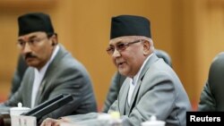 FILE - Nepal Prime Minister Khadga Prasad Sharma Oli attends a welcoming ceremony at the Great Hall of the People in Beijing, China, March 21, 2016. 