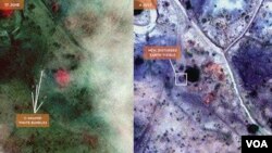 Lembaga 'Satellite Sentinal Project' menunjukkan gambar-gambar satelit yang diduga sebagai kuburan massal di Kordofan, Sudan selatan (24/8).