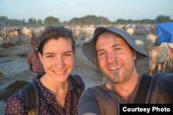 Australian newlyweds Matthew and Emily Albert visited a Dinka cattle camp during their honeymoon in South Sudan.