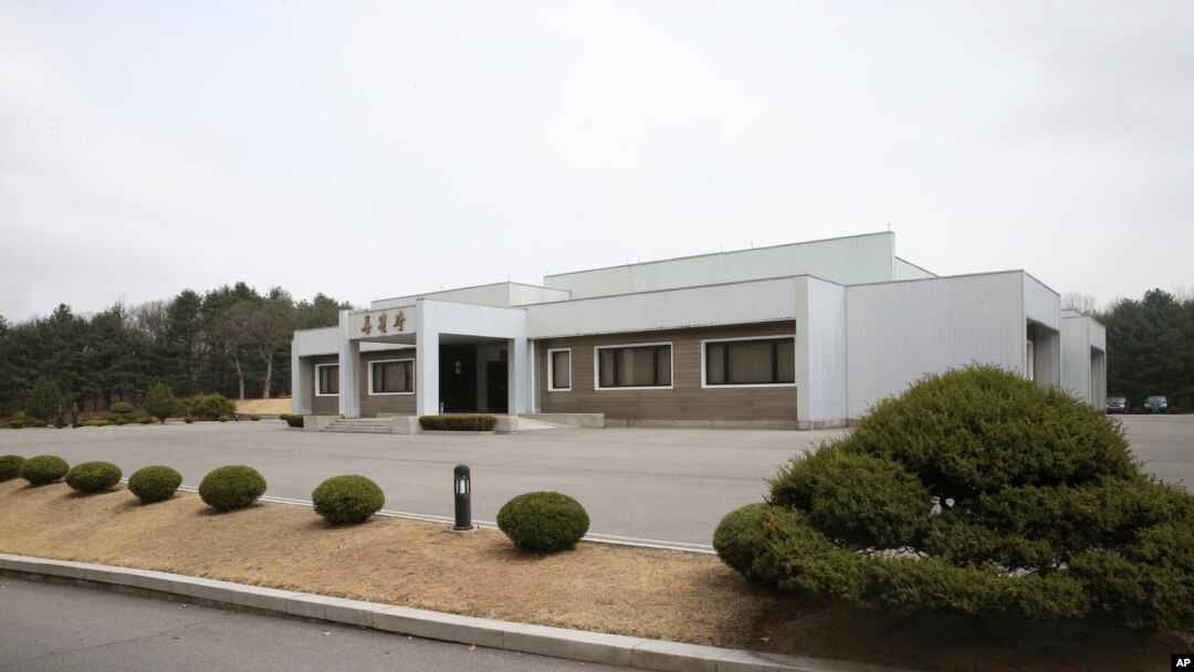Gedung Tongilgak di Korea Utara, tempat berlangsungnya pembicaraan dua Korea di sisi utara Panmunjom, Korea utara.