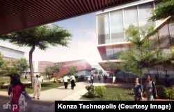 An artist's rendering shows the concept of a university area in the Konza Technopolis plan.