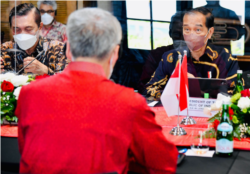 Presiden Jokowi dan PM Singapura Lee Hsie Loong dalam pertemuan bilateral di The Sanchaya Resort Bintan, Kabupaten Bintan, Kepulauan Riau, Selasa (25/1). (Foto: Courtesy/Biro Setpres)