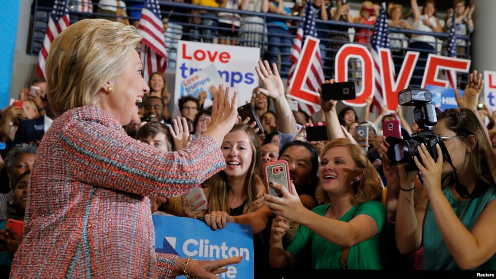 U.S. Democratic presidential candidate Hillary Clinton pauses while speaking at a campaign rally in Greensboro, North Carolina, United States, September 15, 2016, after she resumed her campaign schedule following a bout with pneumonia.