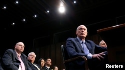 Director of National Intelligence Dan Coats testifies before the Senate Armed Services Committee on worldwide threats, on Capitol Hill in Washington, March 6, 2018. 