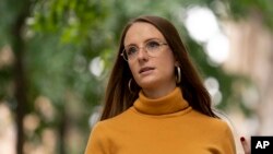 Charlotte Bennett, a former health policy aide to former Gov. Andrew Cuomo, speaks during an interview in New York, Oct. 12, 2021.