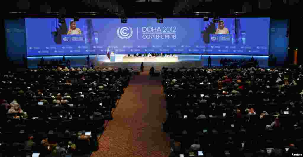 A view of the opening ceremony of the UN Framework Convention on Climate Change (UNFCCC) in Doha November 26, 2012.