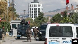 Armed forces near the scene outside the Israeli embassy in Ankara, Turkey where a solo attacker was shot and wounded, Sept. 21, 2016. 
