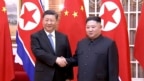 Chủ tịch Trung Quốc Tập Cận Bình bắt tay lãnh đạo Triều Tiên Kim Jong Un hom 20/6/19 tại thủ đô Bình Nhưỡng, Triều Tiên. 