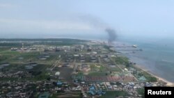 FILE - An aerial view of the oil hub city Port Harcourt in Nigeria's Delta region, Aug. 1, 2018.