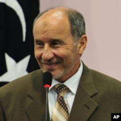 Mustafa Abdel Jalil, chairman of the Libyan National Transitional Council, at a news conference in Benghazi, Libya, August 30, 2011