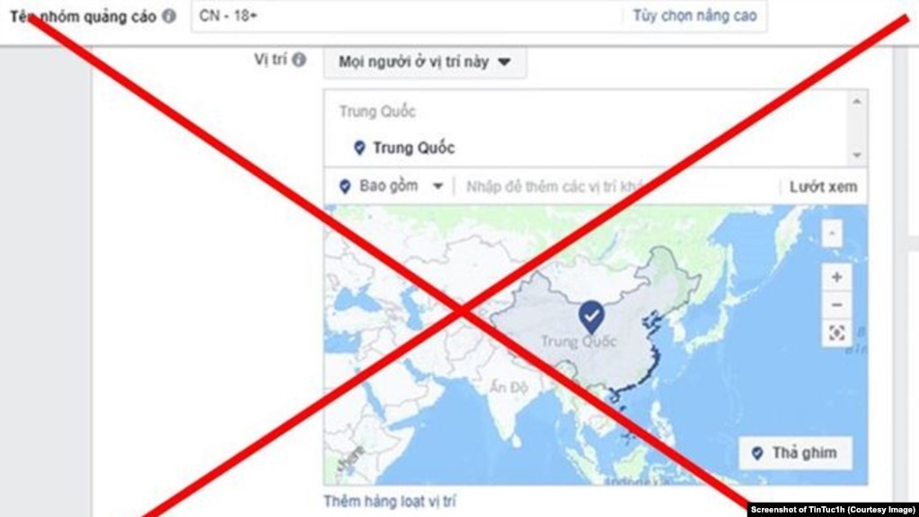 HÃ¬nh áº£nh báº£n Ä‘á»“ cá»§a Facebook Ä‘Æ°a HoÃ ng Sa vÃ  TrÆ°á»ng Sa vÃ o lÃ£nh thá»• cá»§a Trung Quá»‘c. (áº¢nh chá»¥p mÃ n hÃ¬nh TinTuc1h)