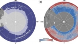 This image, showing two views of the northern hemisphere of Mars, is the result of the study involving researchers at NASA’s Jet Propulsion Laboratory and the Planetary Science Institute in Tucson, Arizona.