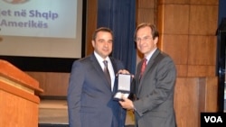 Dir. David Ensor accepts Albanian Presidential award for VOA on 70th Anniversary of Albanian Service