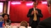 Sam Rainsy, former president of Cambodia National Rescue Party, answers questions during a dinner gathering with Cambodian-Americans at Harvest Moon restaurant, Virginia, Thursday October 6, 2016.