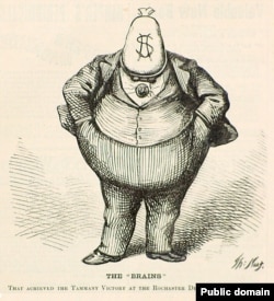 Boss Tweed depicted by Thomas Nast in a wood engraving published in Harper's Weekly, October 21, 1871