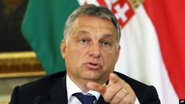 El primer ministro húngaro, Viktor Orban, habló con la prensa en Viena, Austria, el viernes, 25 de septiembre de 2015.