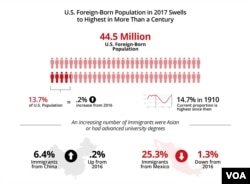 US Foreign-Born Populations in 2017 Swells to Highest in More Than a Century