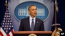 President Barack Obama speaks about the massacre at an Orlando gay nightclub during a news conference at the White House in Washington, June 12, 2016.
