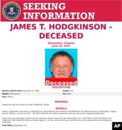 14일 알렉산드리아 야구장 총격범 제임스 호지킨슨에 관한 정보를 찾기 위해 연방수사국(FBI)이 배포한 전단.