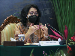 Direktur Jenderal Pengelolaan Sampah, Limbah, dan B3, Rosa Vivien Ratnawati, saat hadir dalam launching pertemuan COP-4 Konvensi Minamata tentang merkuri, Selasa 10 Agustus 2021. (Courtesy: Humas KLHK).
