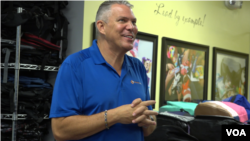Rob Scheer, founder of Comfort Cases — a nonprofit that donates backpacks filled with basic necessities to children in the foster care system. When he heard about children being separated from their parents at the U.S. Mexico border he said, “The first thing I wanted to do was go to Texas.” (Aline Barros/VOA)