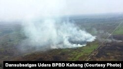 Kebakaran lahan di Kalimantan Tengah, terlihat dari udara, Senin, 17 September 2018. (Foto courtesy: Dansubsatgas Udara BPBD Kalteng)