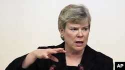 Rose Gottemoeller, Acting Under Secretary for Arms Control and International Security delivers a lecture to students at the Moscow State Institute of International Relations (MGIMO) in Moscow, March 30, 2012.