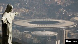 Vista aérea del estadio Maracaná donde se desarrollara la ceremonia inaugural de los Juegos Olímpicos.