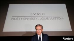 Chairman and CEO of Luxury goods group LVMH Bernard Arnault leaves after a news conference, to announce a deal to simplify Christian Dior business structure, in Paris, France, April 25, 2017.