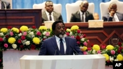 Congo's President Joseph Kabila speaks during the state of the nation address to the National Assembly in Kinshasa, Democratic Republic of Congo, July 19, 2018. 