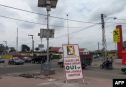 A billboard in Brazzaville on Oct. 24, 2015, in support of controversial referendum allowing the longtime Congolese president to seek a third term.