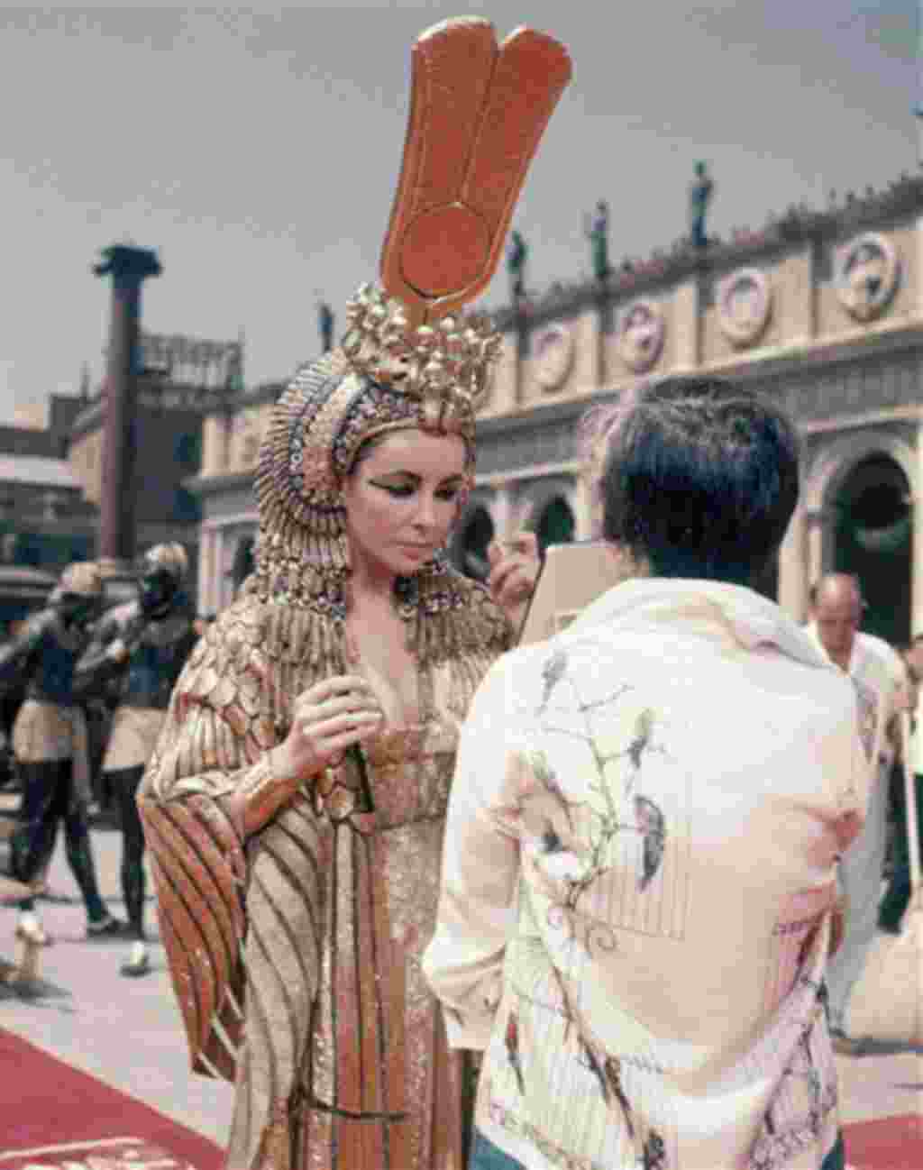 Elizabeth Taylor on the set of the movie "Cleopatra," in Rome, May 8, 1962 - AP