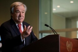 Sekretaris Jenderal PBB Antonio Guterres berbicara ketika Majelis Umum PBB mengangkatnya untuk masa jabatan lima tahun kedua mulai 1 Januari 2022, di New York City, New York, AS, 18 Juni 2021. (Foto: REUTERS/Andrew Kelly)