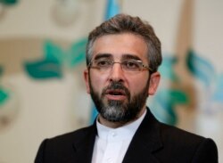 FILE - Iran's deputy negotiator Ali Bagheri speaks during a news conference in Almaty, April 5, 2013.
