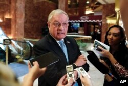 Ret. Lt. Gen. Keith Kellogg speaks to reporters at Trump Tower, Nov. 15, 2016, in New York.