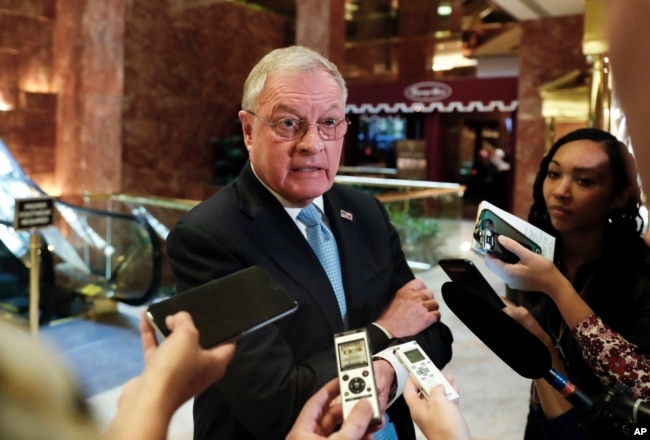 Ret. Lt. Gen. Keith Kellogg speaks to reporters at Trump Tower, Nov. 15, 2016, in New York.